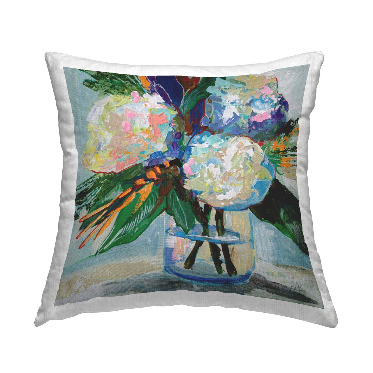 Bold Summer Blooms Decorative Printed Throw Pillow Design by Jeanette Vertentes, 18 x 7 x 18